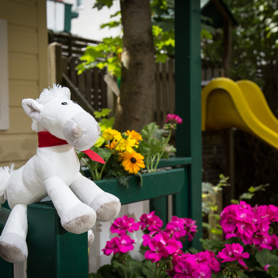 Johnny and a kids slide