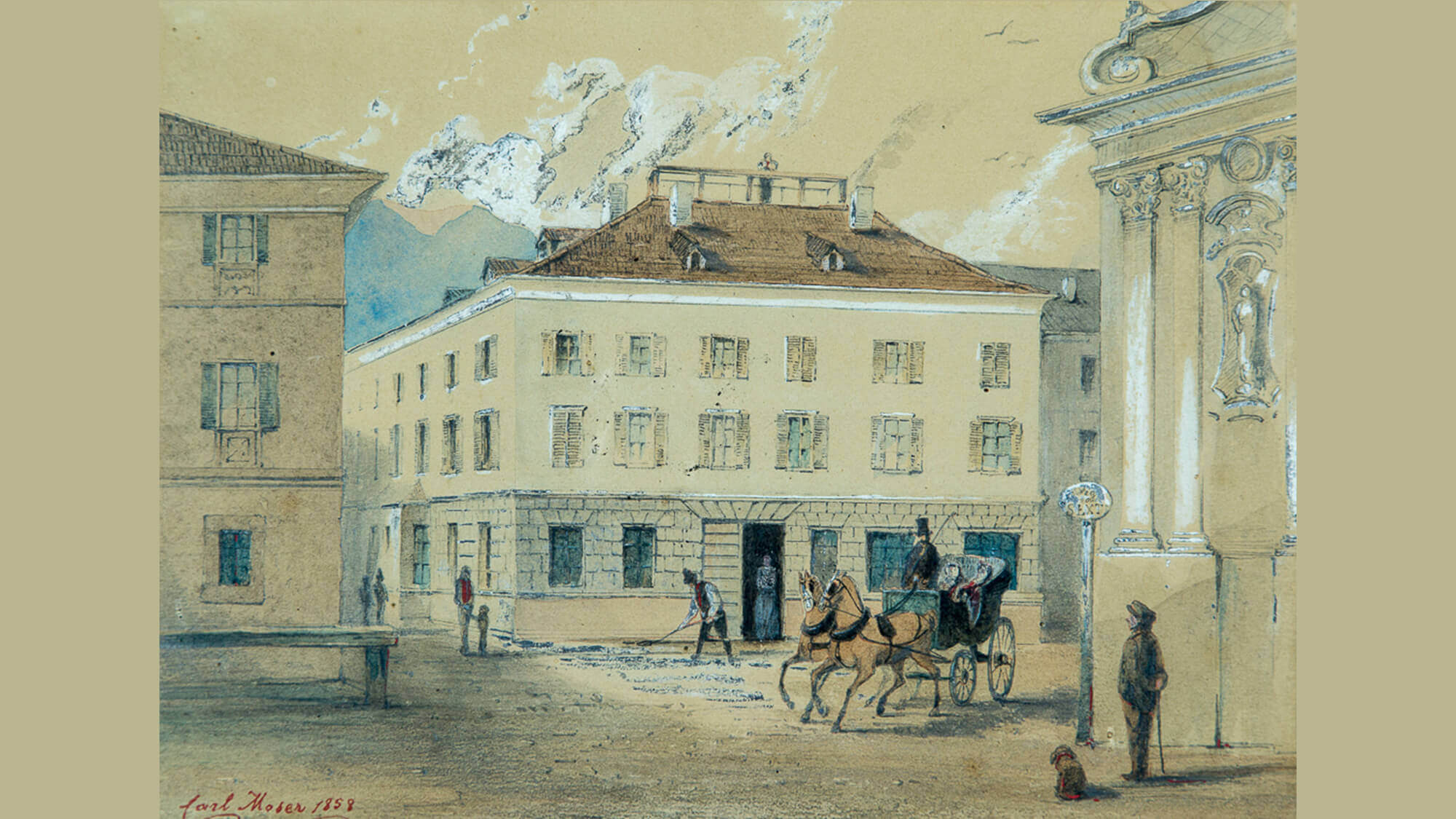 Rössl Gasthof im Jahre 1858