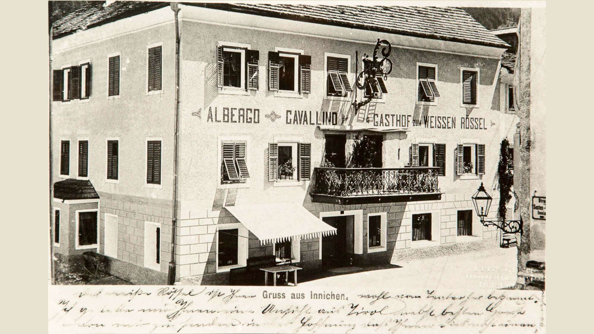 Postkarte mit ALBERGO CAVALLINO BIANCO